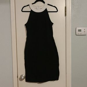 Black and white halter collar dress